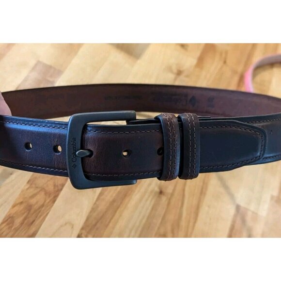 Columbia Mens Belt Genuine Leather Brown Size L (38-40) Classic - Picture 7 of 8